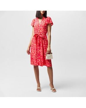 French Connection Islanna Crepe V-Neck Midi Dress - Red