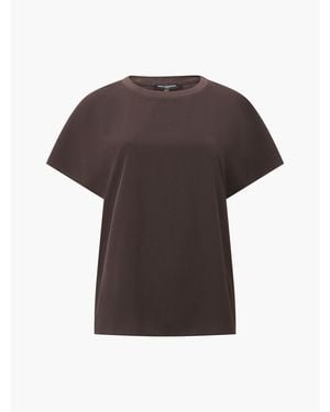 French Connection Crepe Crew Neck Regular Fit T-Shirt - Brown