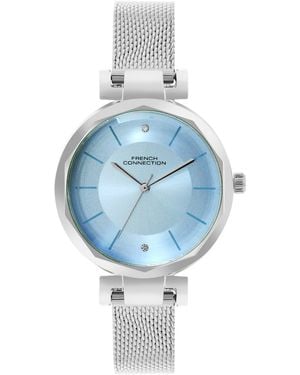 French Connection Case Round Shape Strap Quartz Watch - Blue