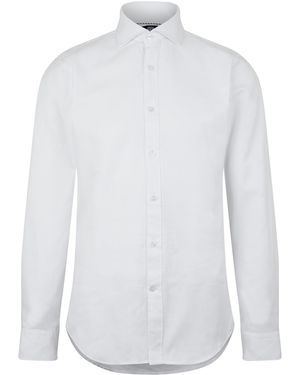 Haines and Bonner Edward Slim Fit Cutaway Collar Twill Shirt - White
