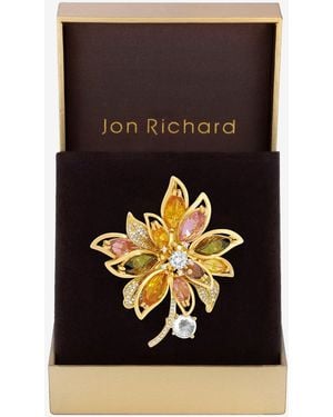 Jon Richard Plated Multi Floral Brooch - Black