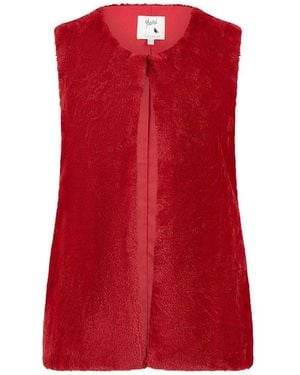 Yumi' Faux Fur Sleeveless Gilet - Red