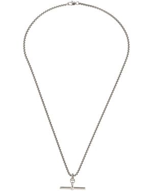 Fabric T Bar Metal Chain Necklaces - Metallic