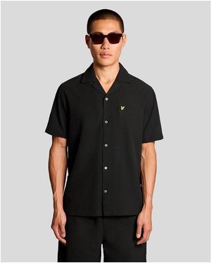 Lyle & Scott Patterned Short Sleeve Shirt - Black
