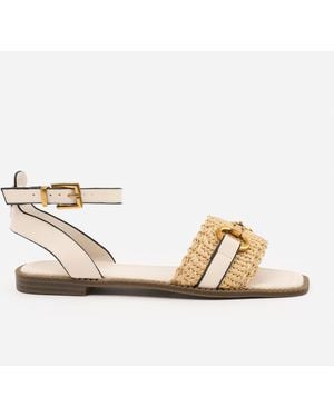Where's That From Pu Catelyn Straw Detail Strap Sandals - Metallic