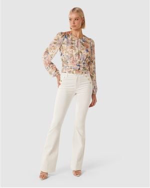 Forever New Leighton Printed Self Stripe Blouse - White