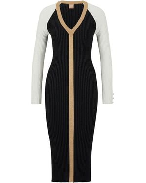 BOSS Long Sleeve Knitted Bodycon Dress - Black