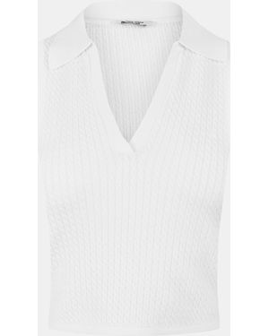 Jack Wills Cable Stitch Polo Jumper Vest - White