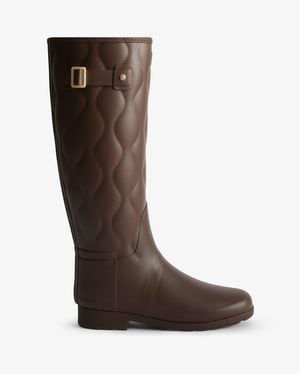 HUNTER Quilt Wellington Boots - Brown