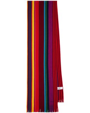 Paul Smith Twisted Stripe Wool Knitted Scarf - Red