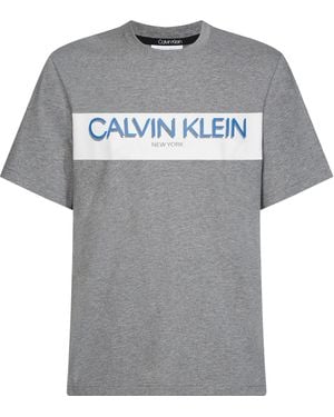 Calvin Klein Stripe Logo T-Shirt - Grey