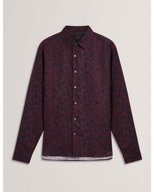 Ted Baker Floral Long-Sleeve Patterned Shirt - Purple