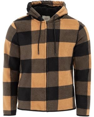 Lee Cooper Hooded Flannel Sherpa Fleece Long Sleeve Full Zip Overshirt - Black