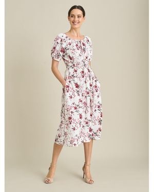 Gina Bacconi Perrie Smock Waist Floral Print Dress - Natural