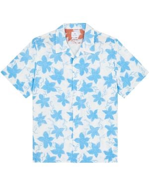 Paul Smith Floral Short Sleeve Tailored Fit Shirt - Blue