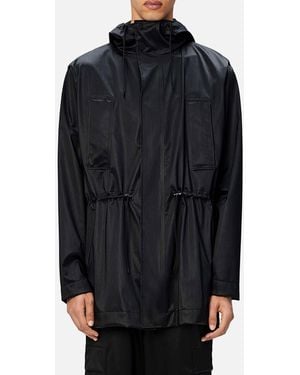 Rains Bold Long Trench Coat - Black