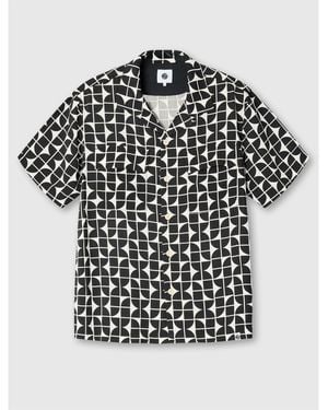 Pretty Green Bauhaus Cuban Collar Short-Sleeve Plain Shirt - Black