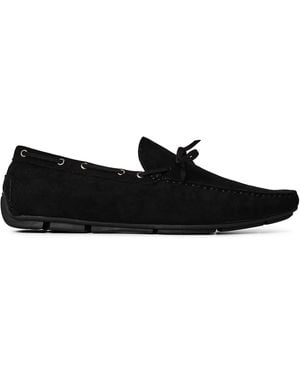 Where's That From Suede Slip On Lace Detail Loafers - Black