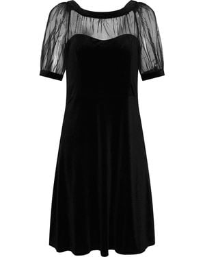 Gina Bacconi Capri Velvet Dress With Sheer Shoulders - Black