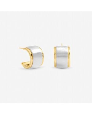 Jon Richard Two Tone Satin Hoop Earrings - Metallic