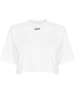 Off-White c/o Virgil Abloh Cropped T-Shirt With Logo - White