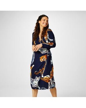 Biba Kimono Wrap Dress - Blue