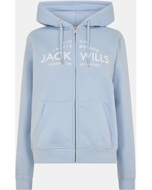 Jack Wills Hunston Logo Zip Hoodie - Blue
