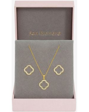 Jon Richard Plated Cubic Zirconia Clover Set - Grey