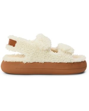 Moon Boot Shearling Flatform Sandals - White