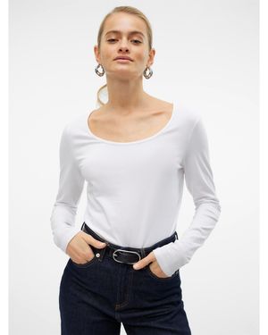 Vero Moda Maxi U-Neck Long-Sleeve T-Shirt - White
