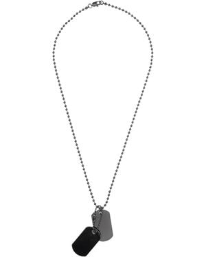 Fabric Metal Tag Necklace - Metallic