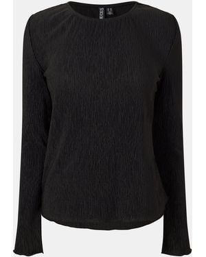 Pieces Short-Sleeve Blouse - Black
