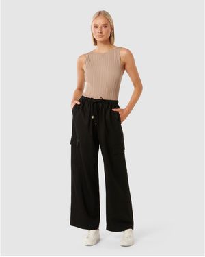 Forever New Elsie Elastic Waist Cargo - Black