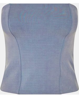 Represent Swirl Jacquard Strapless Bandeau Top - Blue