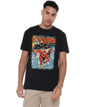 Dc Comics The Flash Classic Comic Cover T-Shirt - Black