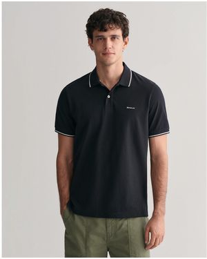 GANT Tipped Pique Polo Shirt - Black