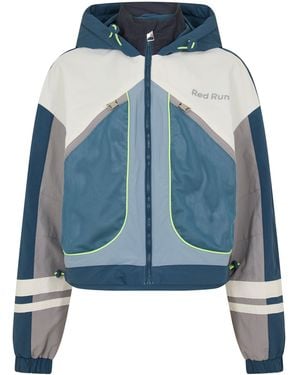 Red Run Hooded Nylon Track Jacket - Blue