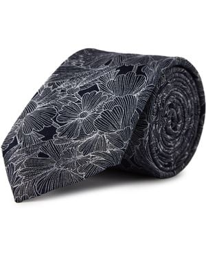 Haines and Bonner Silk Floral Tie - Blue