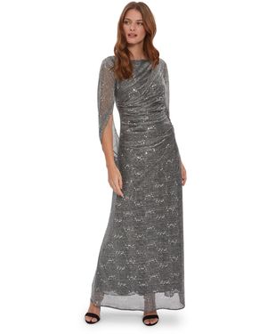 Gina Bacconi Joanna Metallic Sequin Knit Maxi Dress - Grey