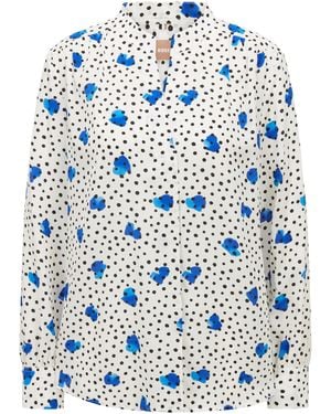 BOSS Banora15 Long Sleeve Long Blouse - Blue