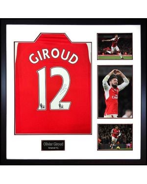 The Fan Cave Olivier Giroud Signed Arsenal Shirt Elite Frame - Red