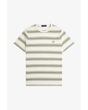 Fred Perry Fine Stripe Regular Fit T-Shirt - White