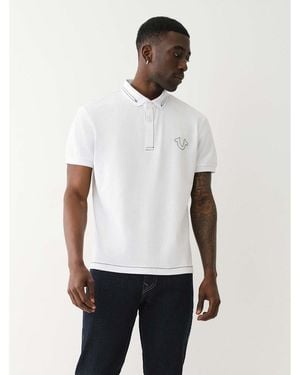 TRUE RELIGION Relaxed Embroidered Short-Sleeve Polo Shirt - White