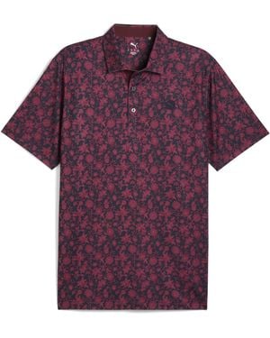 PUMA Cloudspun Carmela Floral Short-Sleeve Performance Polo - Purple