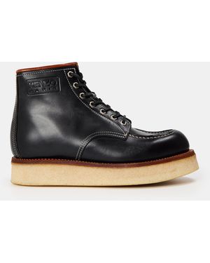 KENZO Zip And Lace-Up Plush Flat Ankle Boots - Black