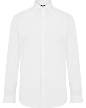 Haines and Bonner Charles Slim Fit Regular Collar Poplin Shirt - White