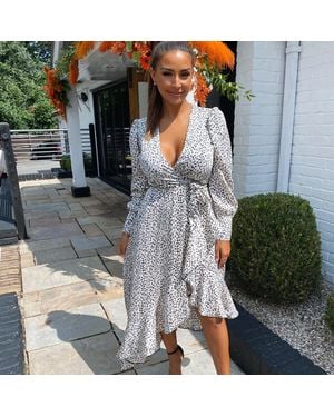 AX Paris Printed Asymmetric Hem Midi Dress - Grey