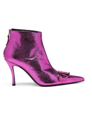 DIESEL Dvnus 3-Inch Block Heel Ankle Boots - Purple