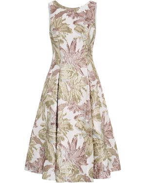 Gina Bacconi Alexandra Printed Jacuard Dress - Natural
