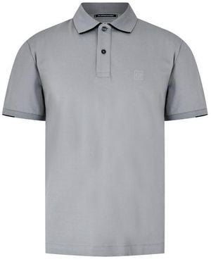 CP COMPANY METROPOLIS Rib Stretch Tipped Polo Shirt - Grey